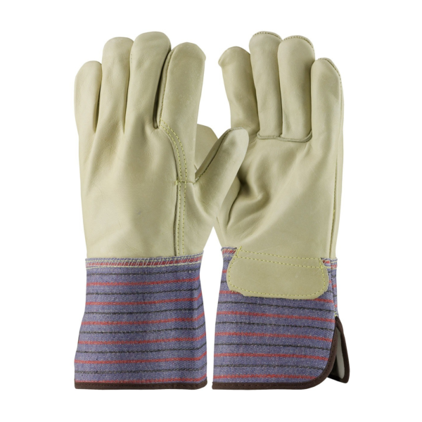 Beige Grain Leather Palm Gloves