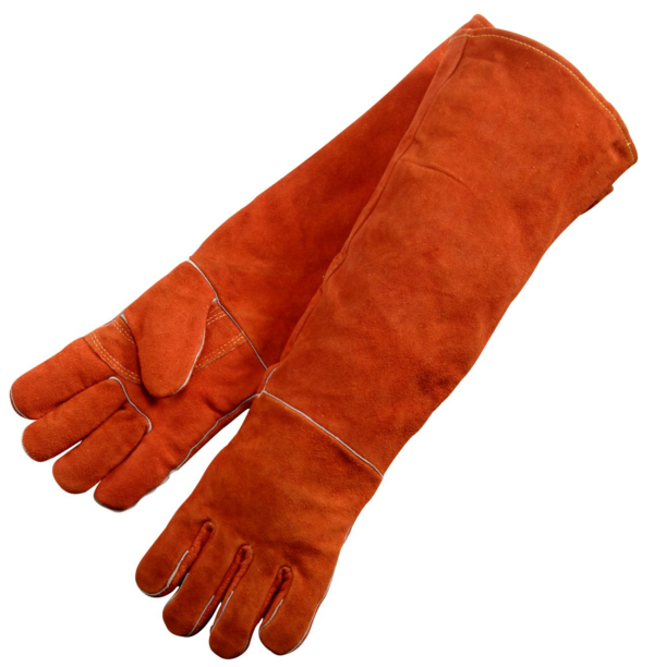 Welding Gloves, Burnt orange  24-Inch Length Shoulder Split Cowhide, Foam Lined, Large