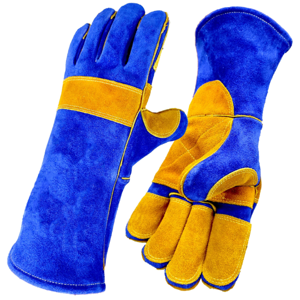 Fire Resistant Safety Welding Gloves Blue Yellow